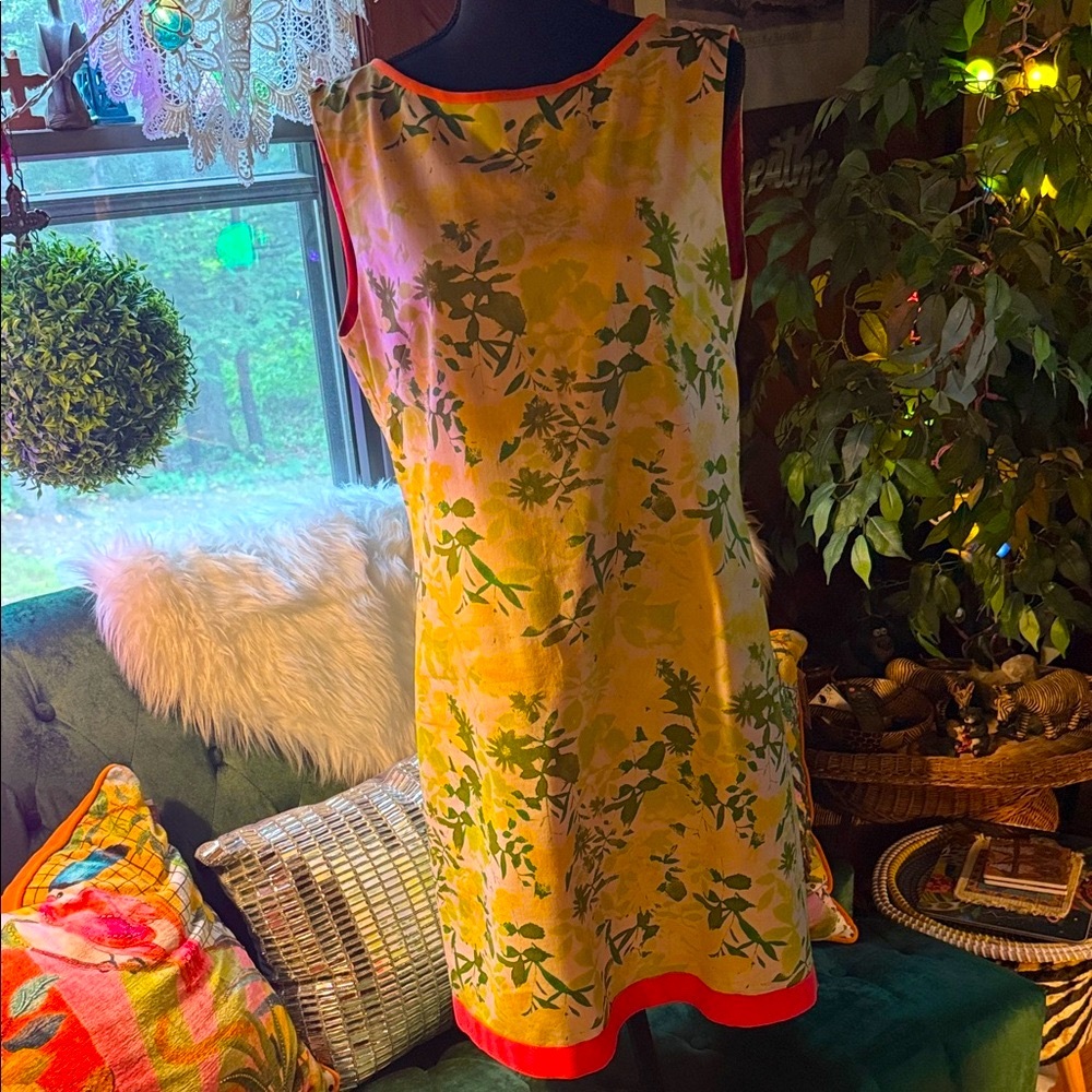 T Tahari Floral Mini Dress - Green and Yellow Accents